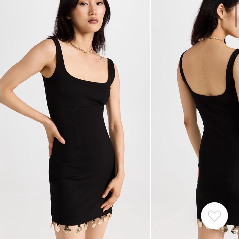 STAUD Black Mini Dress with Gold Accents